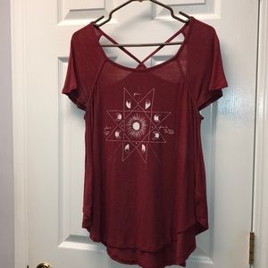 A&E burgundy shirt